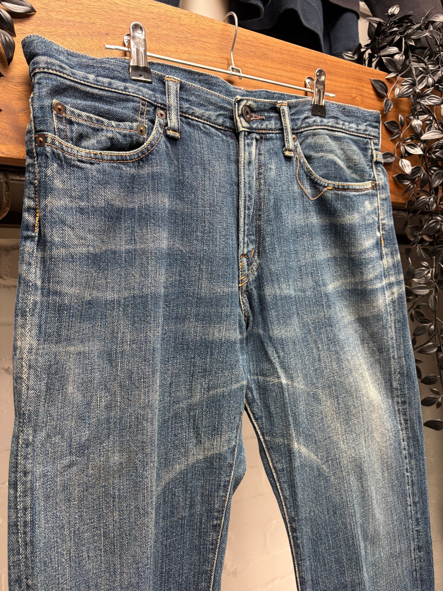 Kapital Raw Washed Indigo Blue Bootcut Denim
