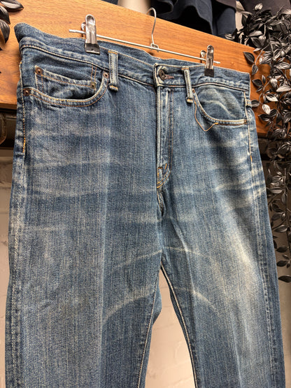 Kapital Raw Washed Indigo Blue Bootcut Denim