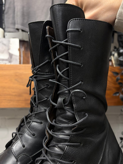 The Row ‘Patty’ Black Calfskin Leather Lace-Up Combat Boots