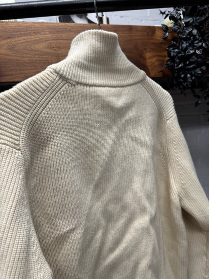 SS2021 Maison Margiela Cream White ‘Drivers’ Heavy Zip-Up Knit Sweater