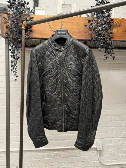Dolce & Gabbana Quilted Lambskin Leather Biker Jacket