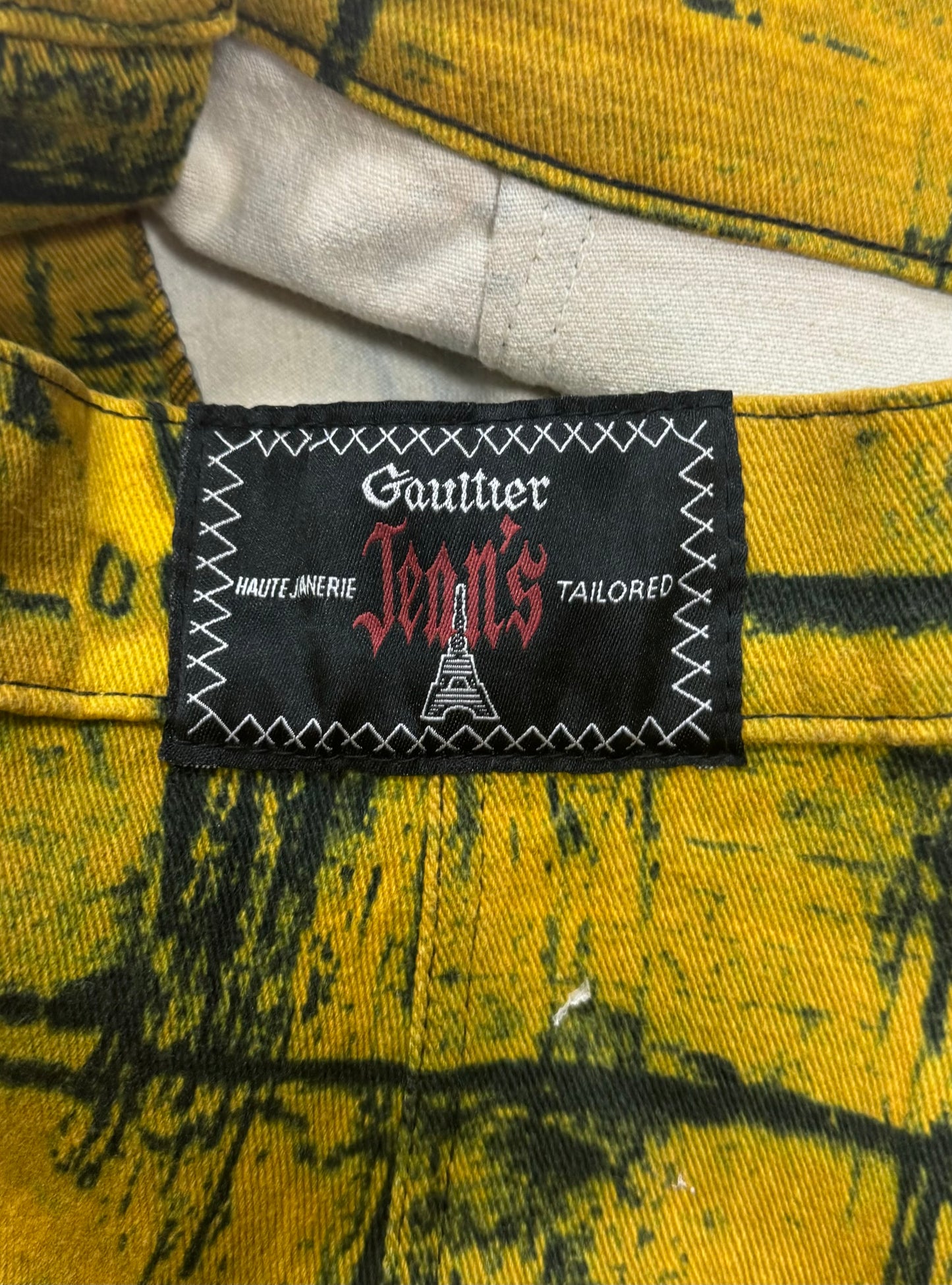 AW1997 Jean Paul Gaultier ‘Fight Racism’ Yellow Brick Denim Mini Skirt