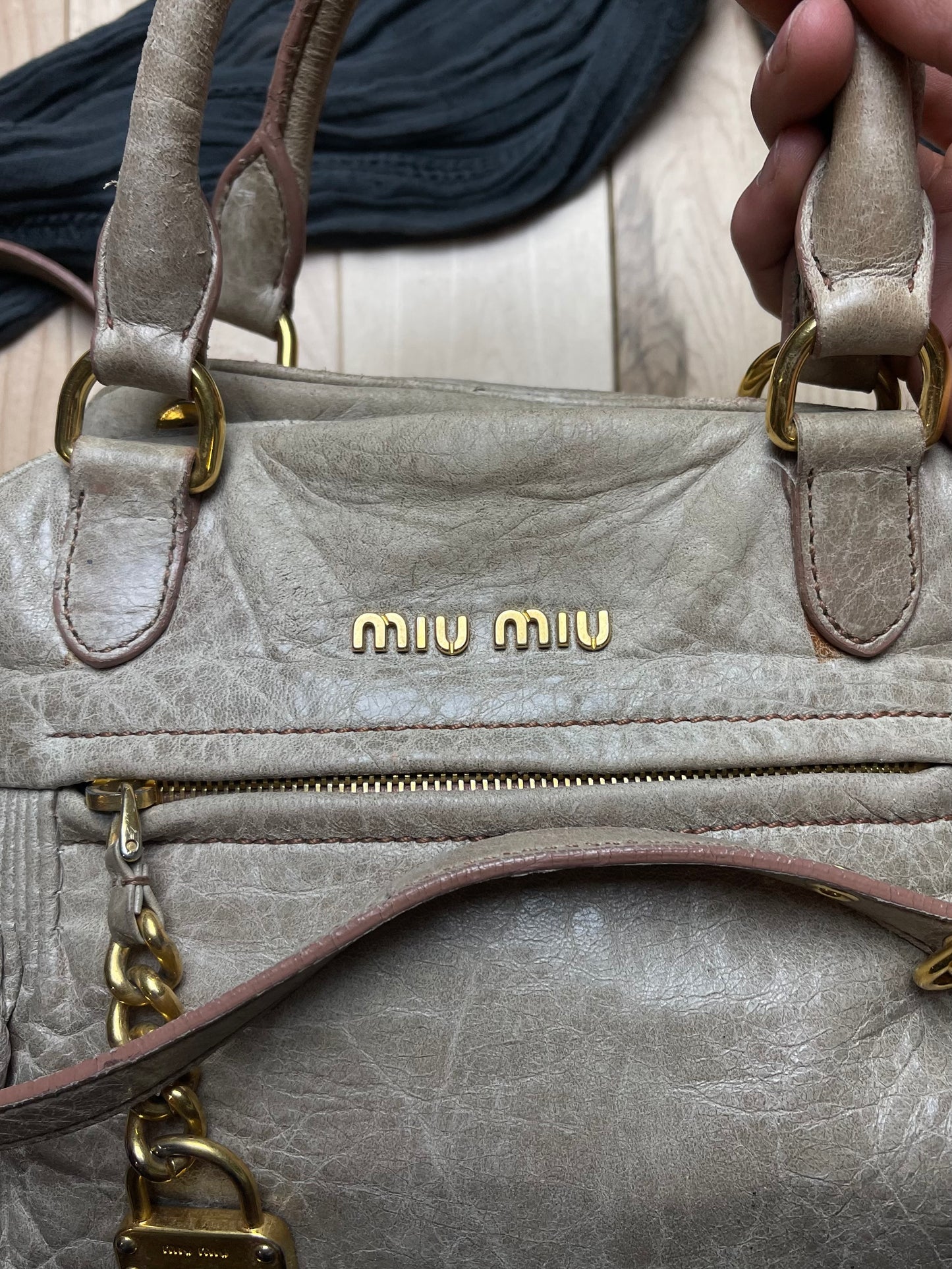 Miu Miu Mini Leather Crossbody Top Handle Bag