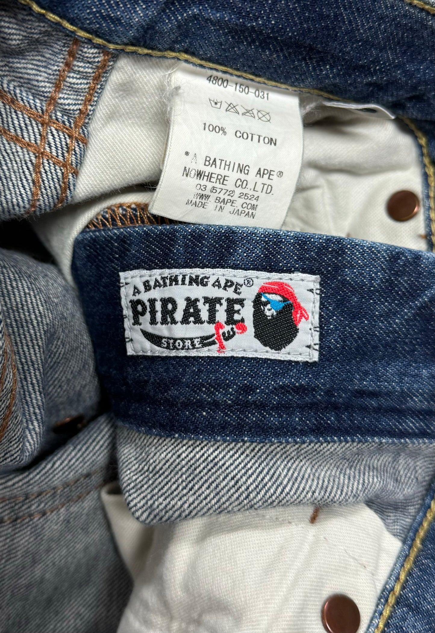 2000s Bape ‘Pirate Milo’ Blue Boot Cut Denim