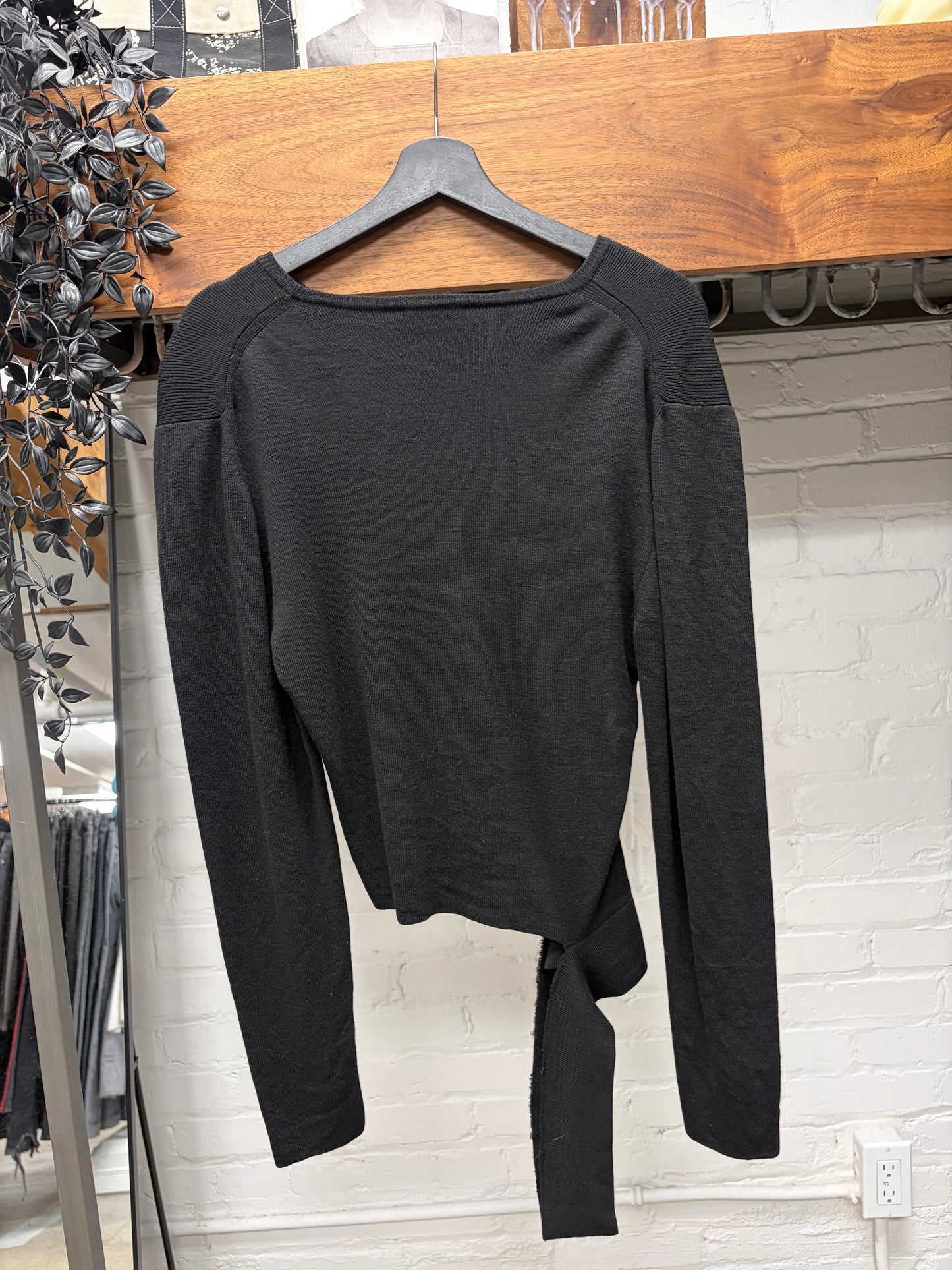 AW2000 Yves Saint Laurent Rive Gauche by Hedi Slimane ‘Black Tie’ Thrashed Bottom Hem Sweater