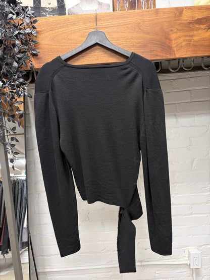 AW2000 Yves Saint Laurent Rive Gauche by Hedi Slimane ‘Black Tie’ Thrashed Bottom Hem Sweater