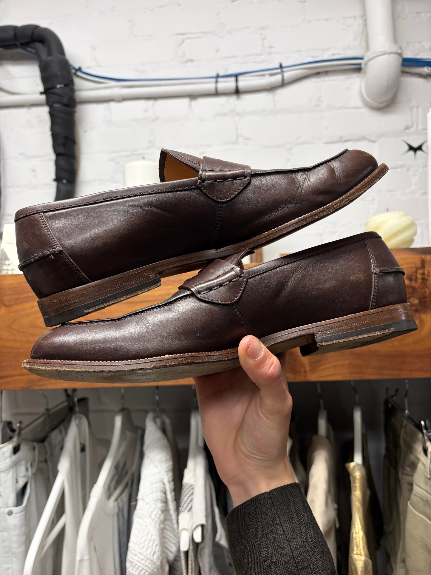 Vintage Gucci Brown Calfskin Leather ‘Penny’ Loafers