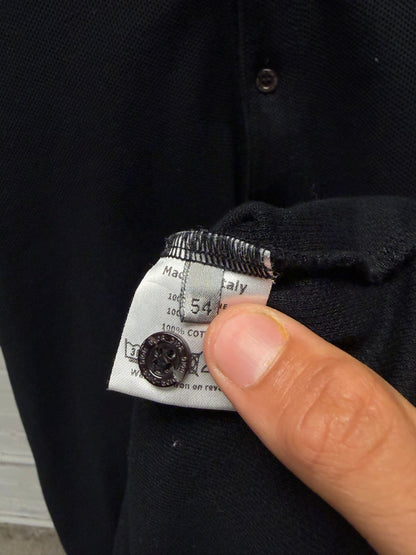 Dior Homme Contrast Stitch Perforated Black Cotton Polo