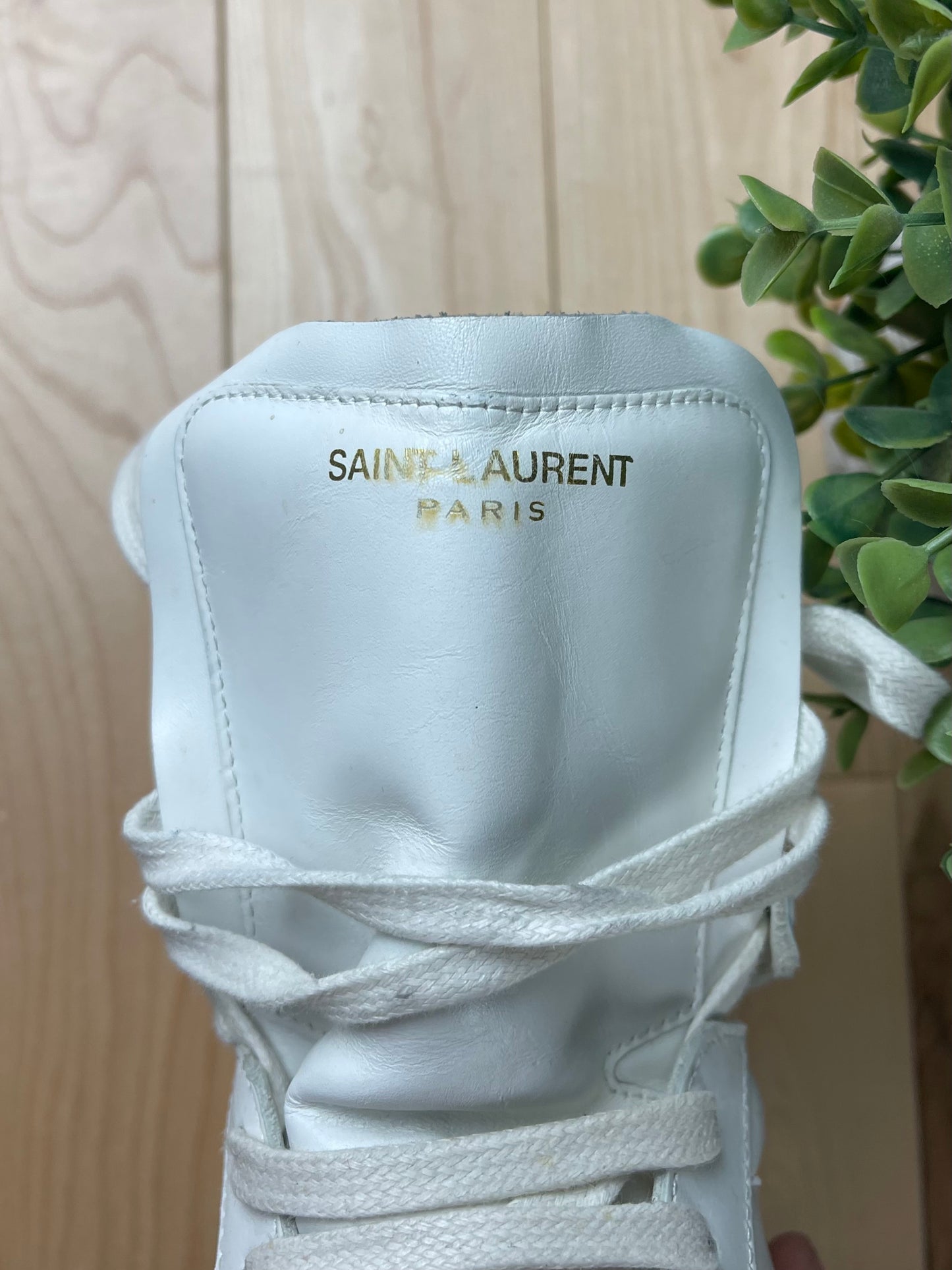 Saint Laurent White Court High Top Sneakers