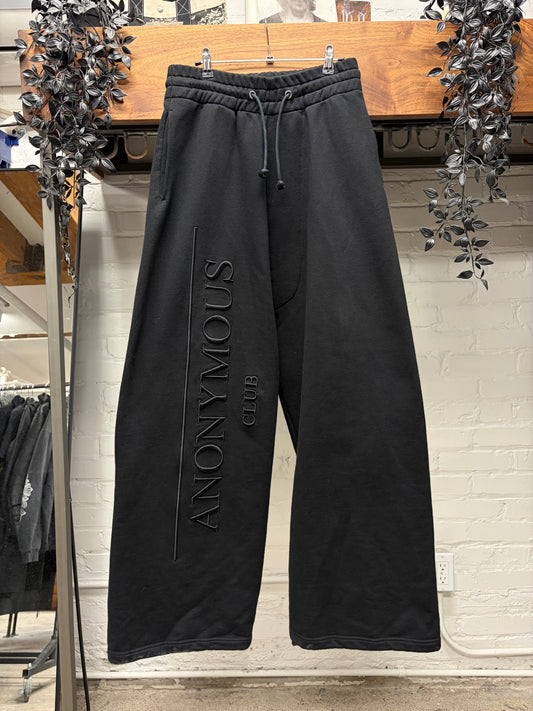 Anonymous Club ‘Heritage Logo’ Embroidered Black Wide Leg Sweatpants