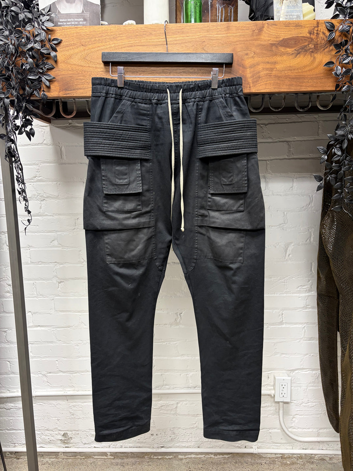Rick Owens ‘Creatch’ Black Drawstring Cotton Cargo Sweatpants