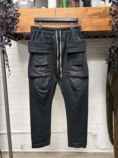 Rick Owens ‘Creatch’ Black Drawstring Cotton Cargo Sweatpants