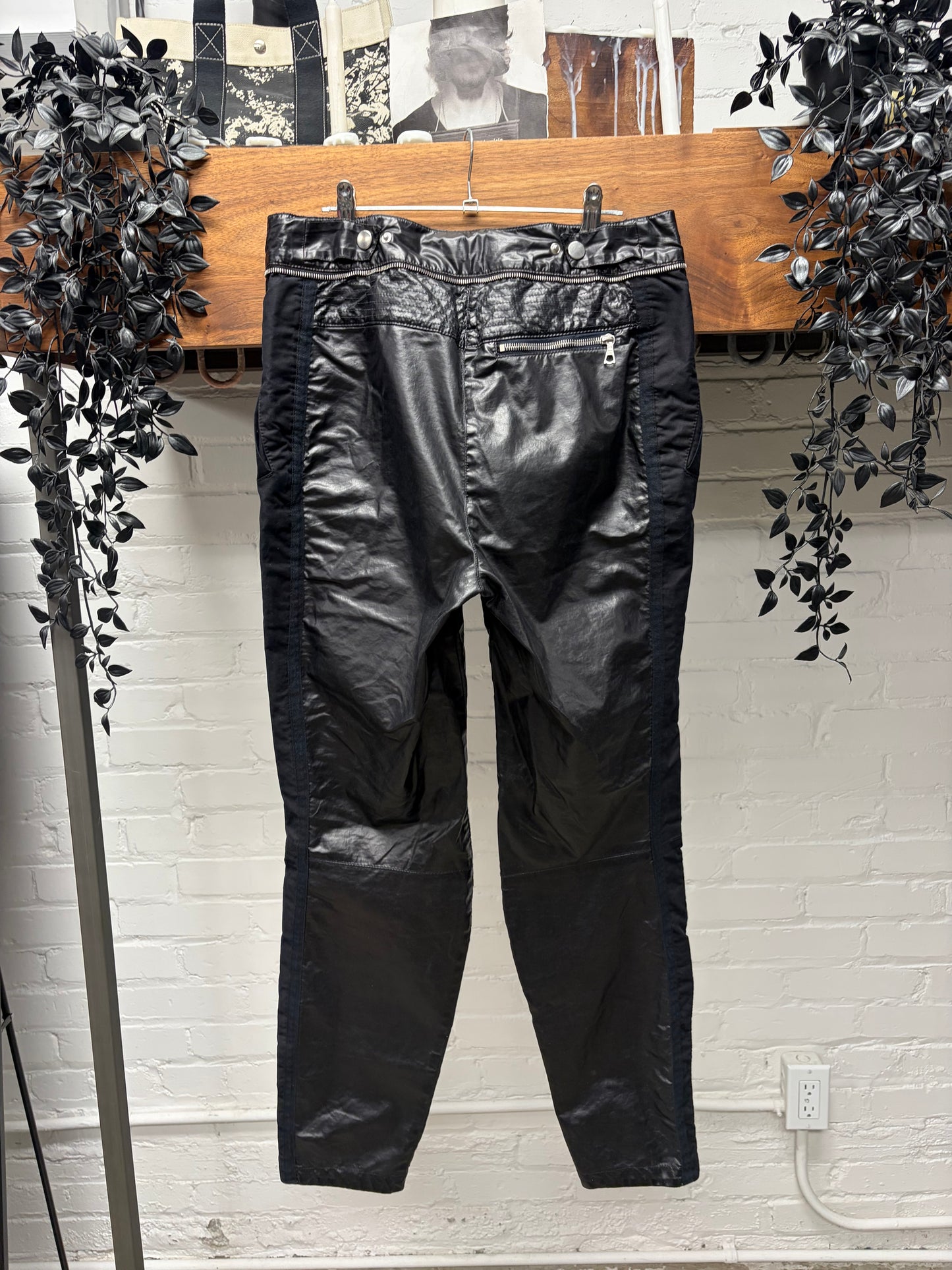 Dries Van Noten Leather Exposed Zip Skinny Biker-Knee Denim