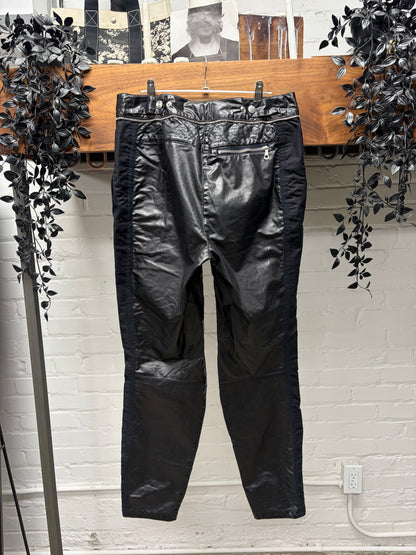 Dries Van Noten Leather Exposed Zip Skinny Biker-Knee Denim