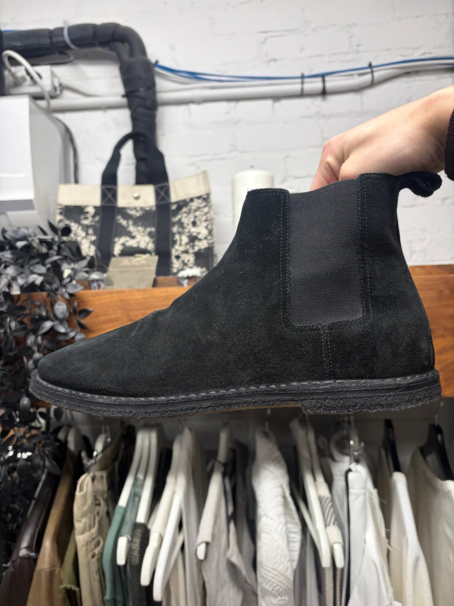 Saint Laurent Black Suede ‘Chelsea Boot’ With Crepe Sole