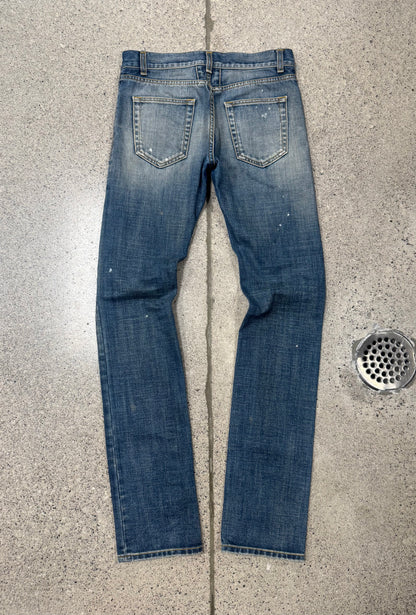 2018 Saint Laurent Washed Blue Skinny Jeans