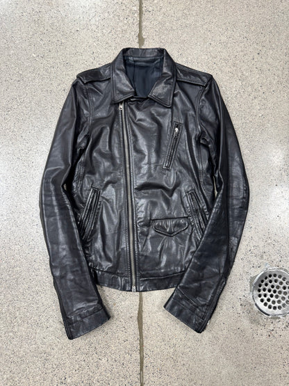 SS2015 Rick Owens ‘Stooges’ Black Calfskin Leather Biker Jacket