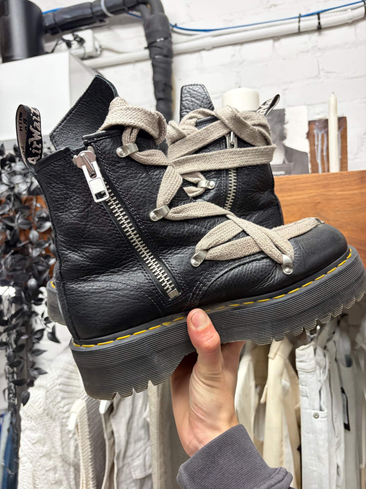 Rick Owens x Doc Martens 1460 Pentagram ‘Jumbo Lace’ Leather Boots