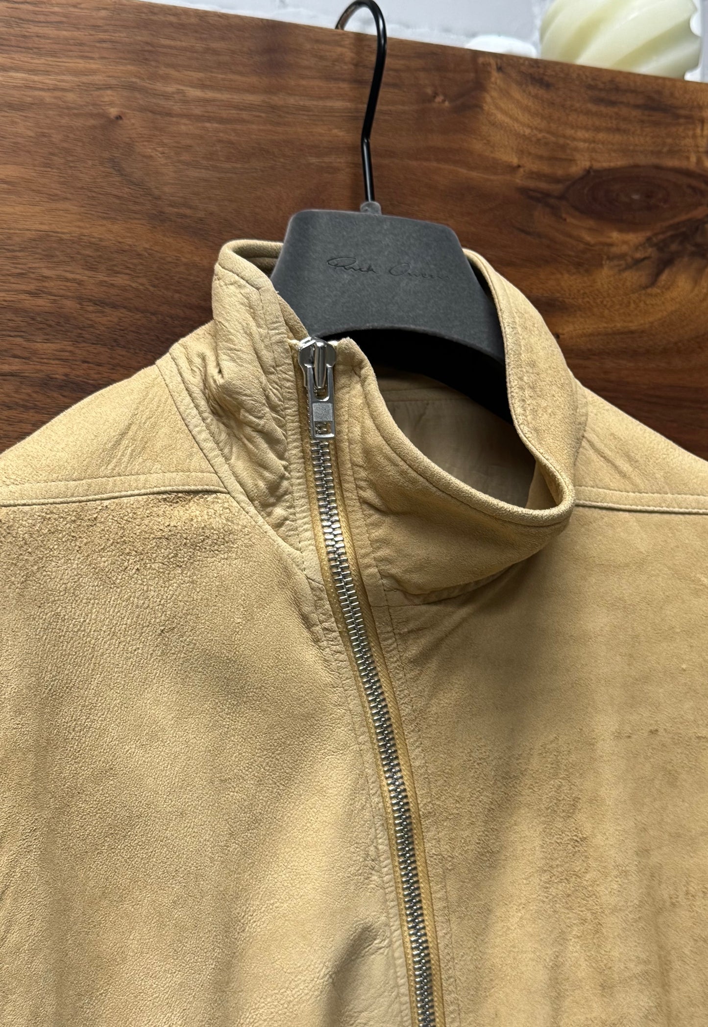 SS2015 Rick Owens ‘Faun’ Blistered Lambskin ‘Mollino’ Zip Bone Jacket