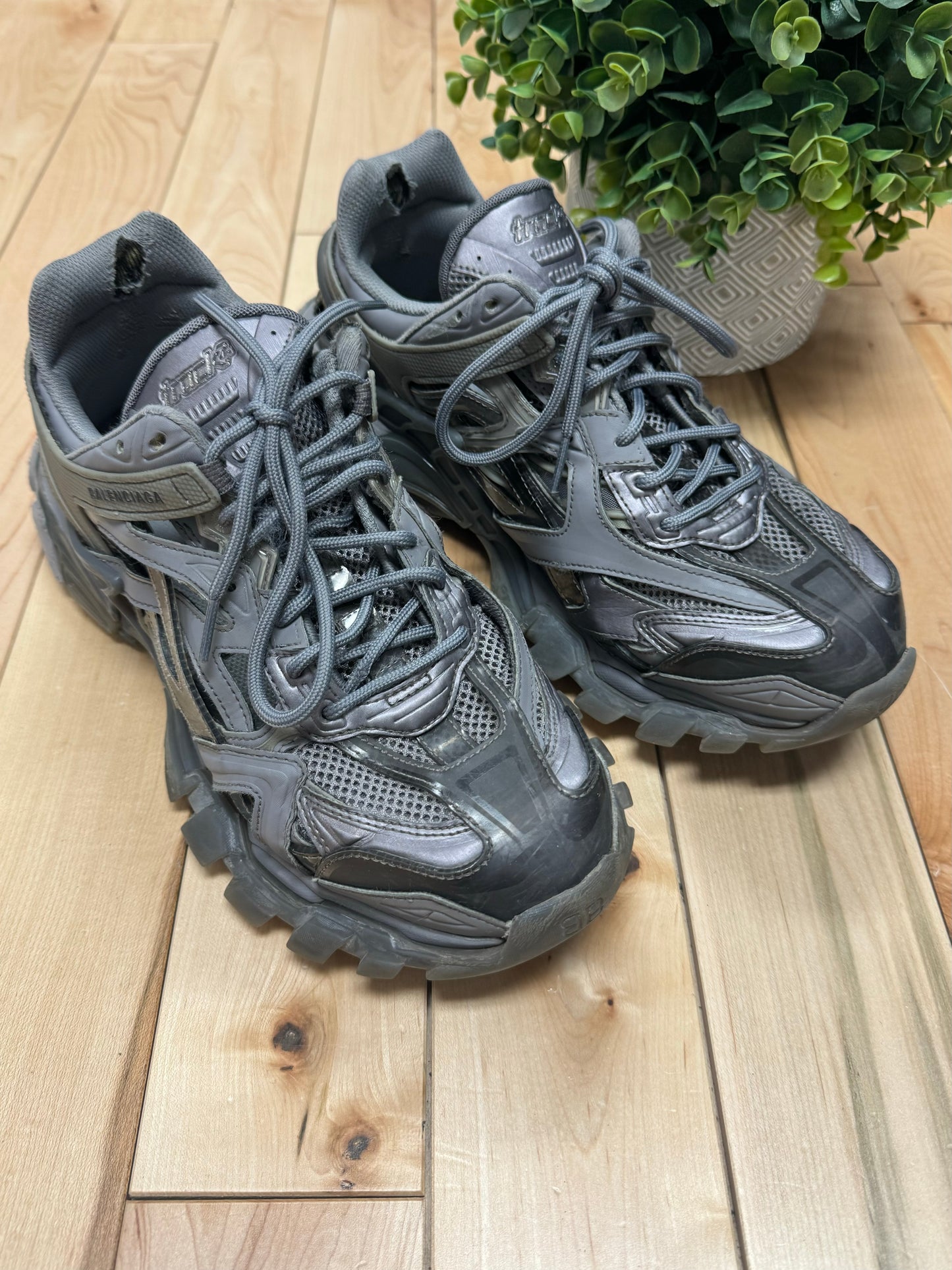 Balenciaga ‘Metallic Grey’ Track Runner Low Top Sneakers