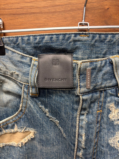 Givenchy Boro Repaired Distressed Moleskin Patched Blue Denim