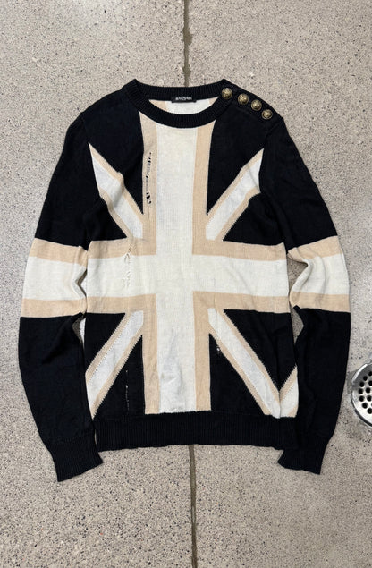 SS2010 Balmain ‘Union Jack’ Distressed Flag Knit Sweater