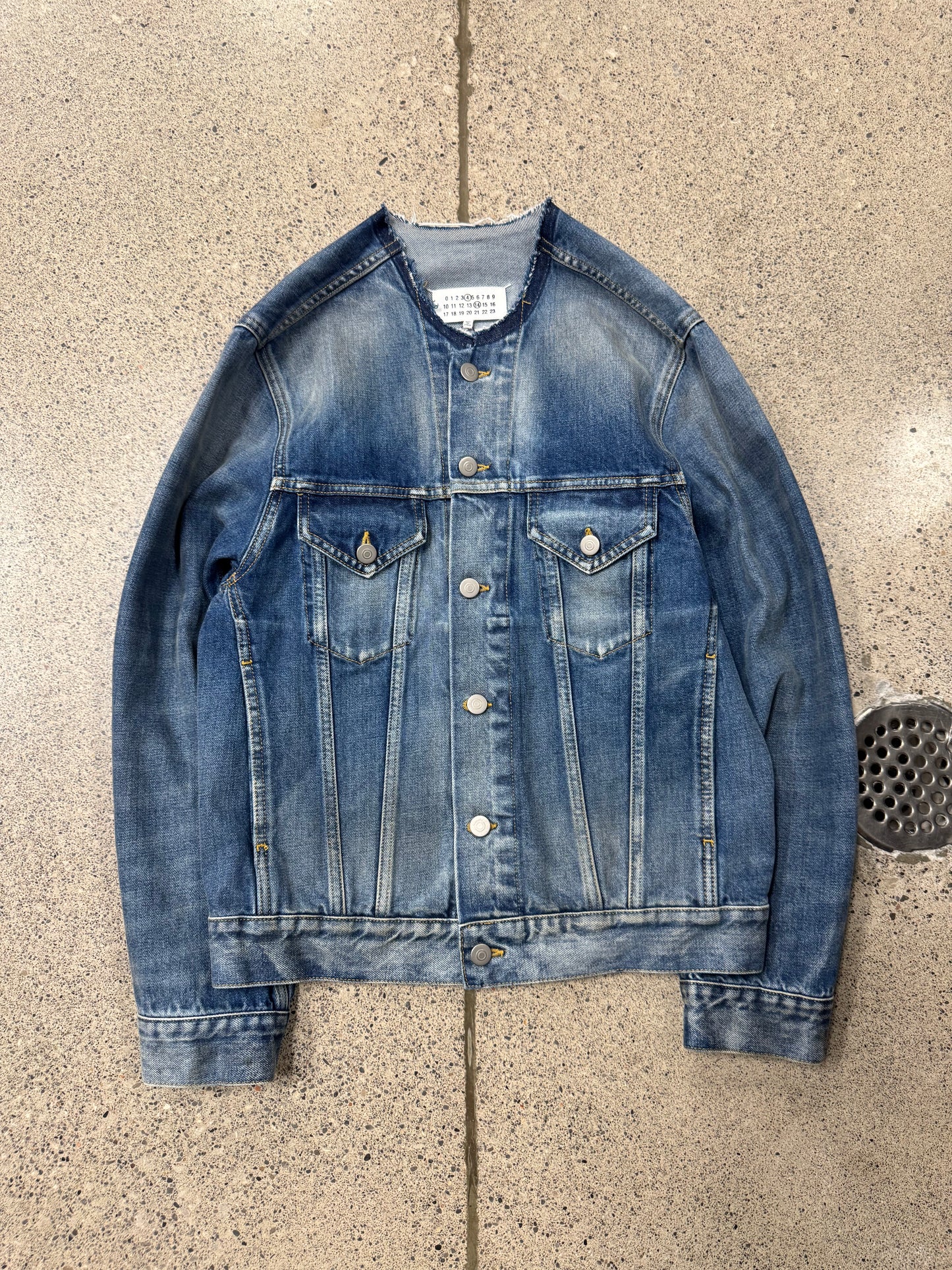 AW2022 Maison Margiela ‘Collarless’ Denim Trucker Jacket