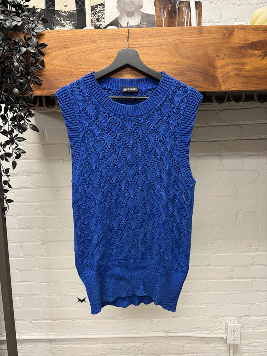 Raf Simons Knit Blue Sleeveless Sweater