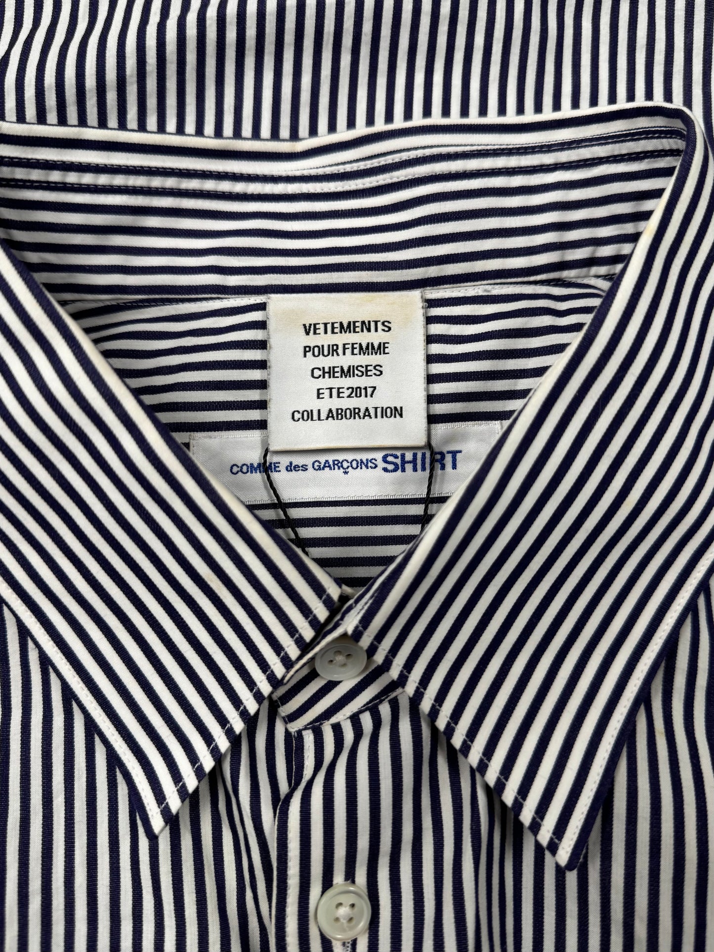 SS2017 Vetements x Comme Des Garçons Shirt Striped Button Up