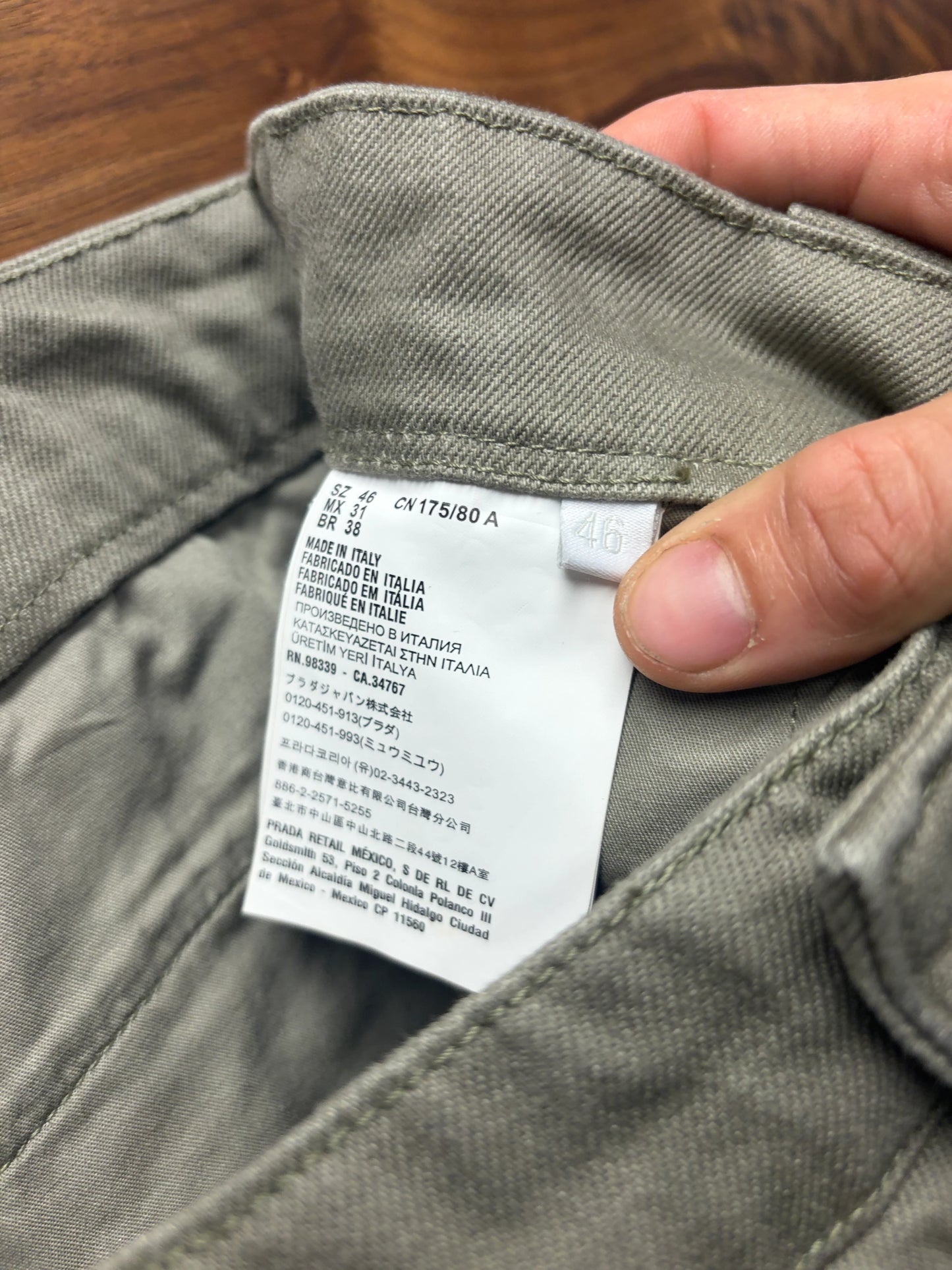 Prada Heavyweight Denim ‘Dust Brown’ Wide Leg Cargo Pants