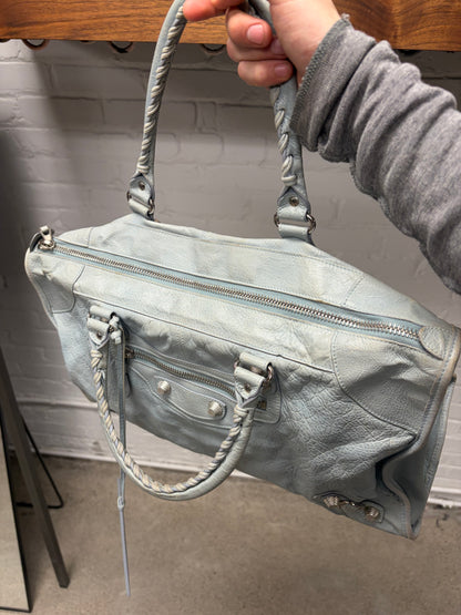 Balenciaga Soft Blue ‘City Bag’ with Silver Hardware