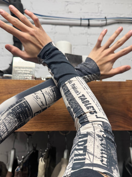 SS2022 Yohji Yamamoto ‘Newspaper Strip’ Arm Sleeves