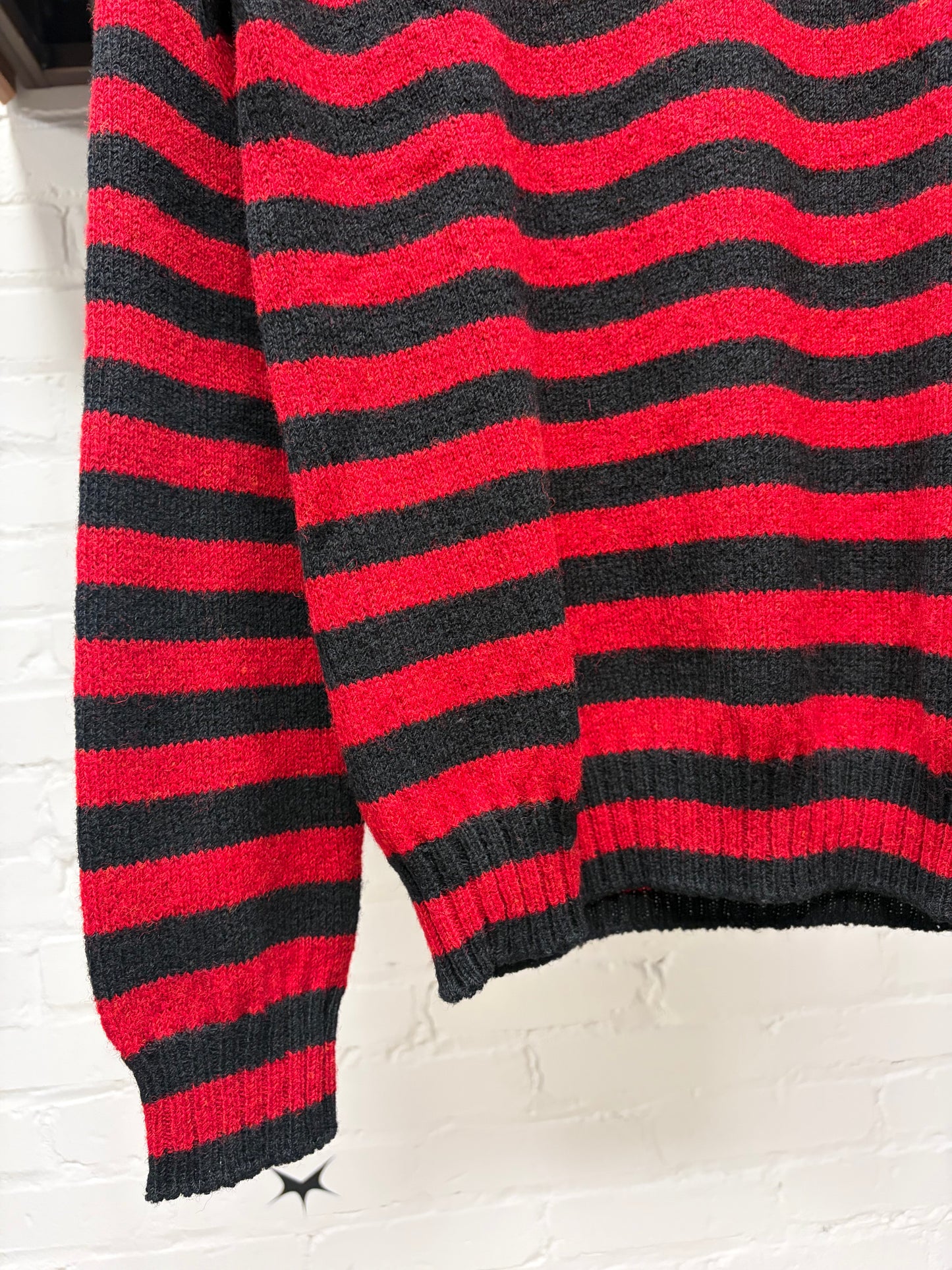 AW2015 Saint Laurent by Hedi Slimane Black/Red Striped Knit Sweater