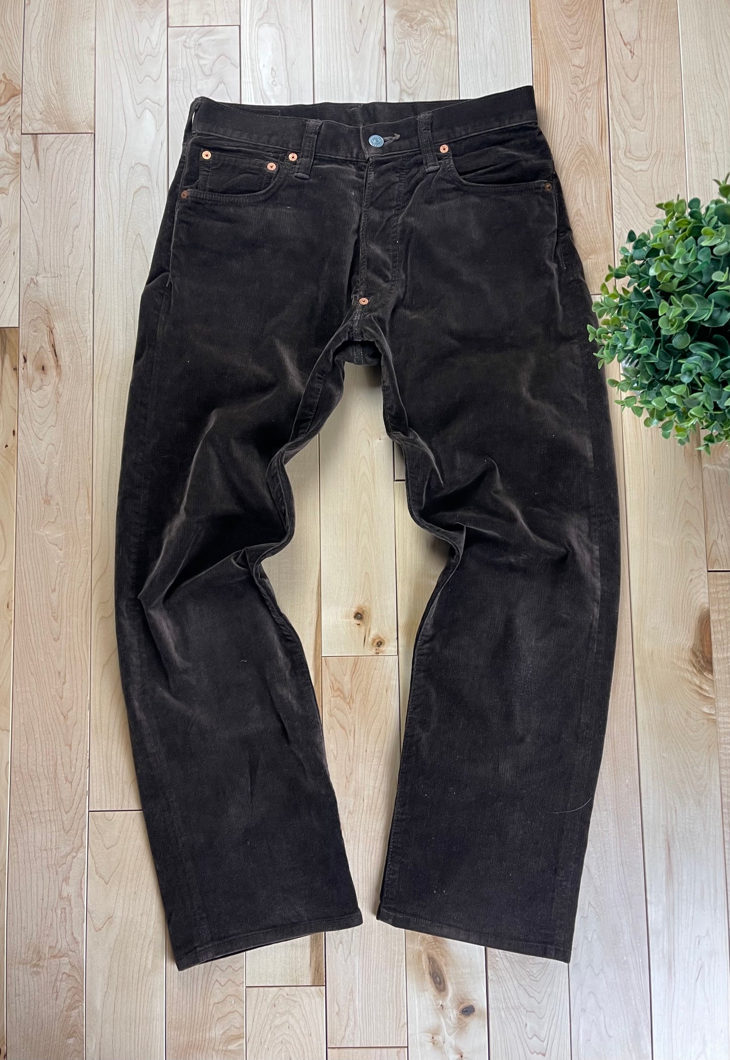 Evisu Brown Velour Gull Logo Denim