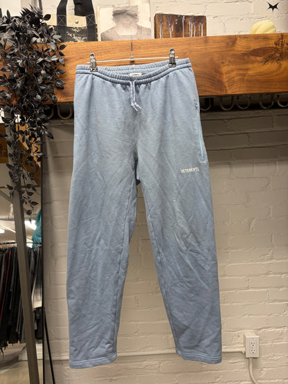 SS2018 Vetements Embroidered Logo Light Blue Sweatpants