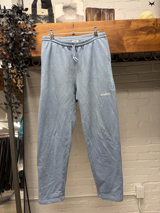 SS2018 Vetements Embroidered Logo Light Blue Sweatpants