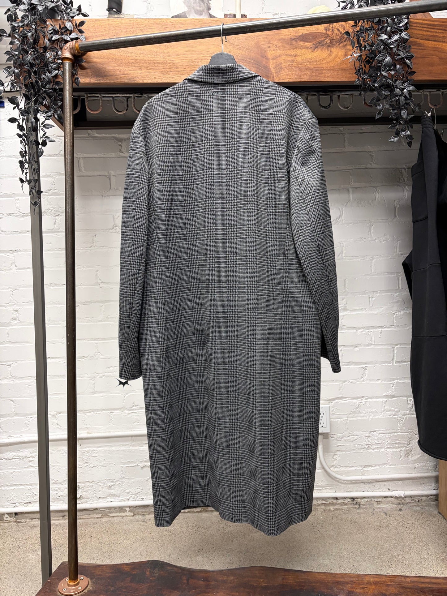 2020 Balenciaga ‘Houndstooth’ Grey Full Length Long Coat