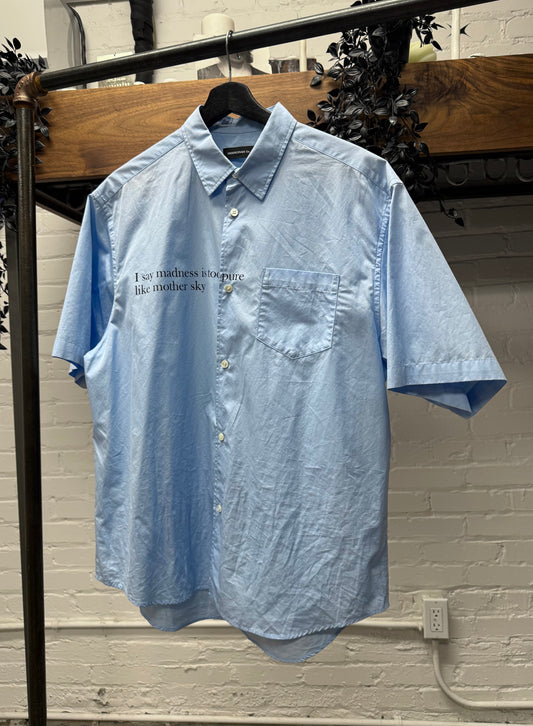 SS2023 Undercover ‘Mother Sky’ Slogan Blue Button Down Shirt
