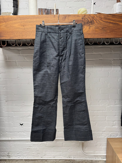 Issey Miyake Flared Leg Black Pleated Trousers