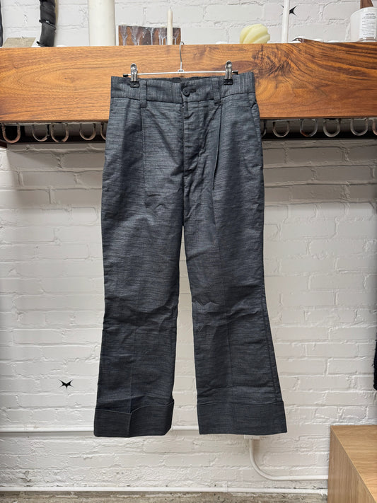 Issey Miyake Flared Leg Black Pleated Trousers