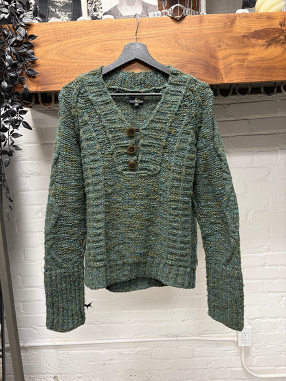 2000s Roberto Cavalli Felted Wool/Leather Button Collar Sweater
