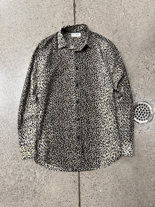 SS2014 Saint Laurent ‘Babycat’ Leopard Print Button Down Shirt