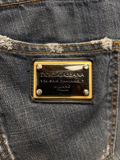 2000s Dolce & Gabbana ‘Dirt Washed’ Dark Blue Bootcut Denim