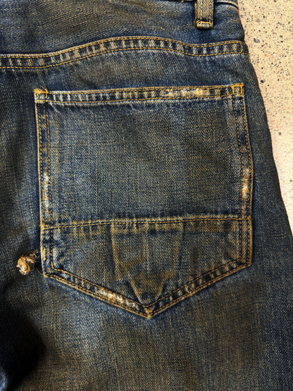 2000s Rick Owens ‘Slab’ Dirt Wash Blue Bootcut Denim