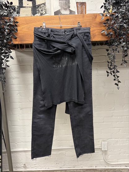 AW2004 Raf Simons Waves ‘Body Snatchers’ T-Shirt Draped Reconstructed Black ‘Zombie’ Denim