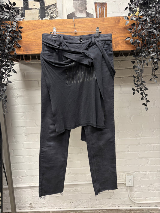 AW2004 Raf Simons Waves ‘Body Snatchers’ T-Shirt Draped Reconstructed Black ‘Zombie’ Denim