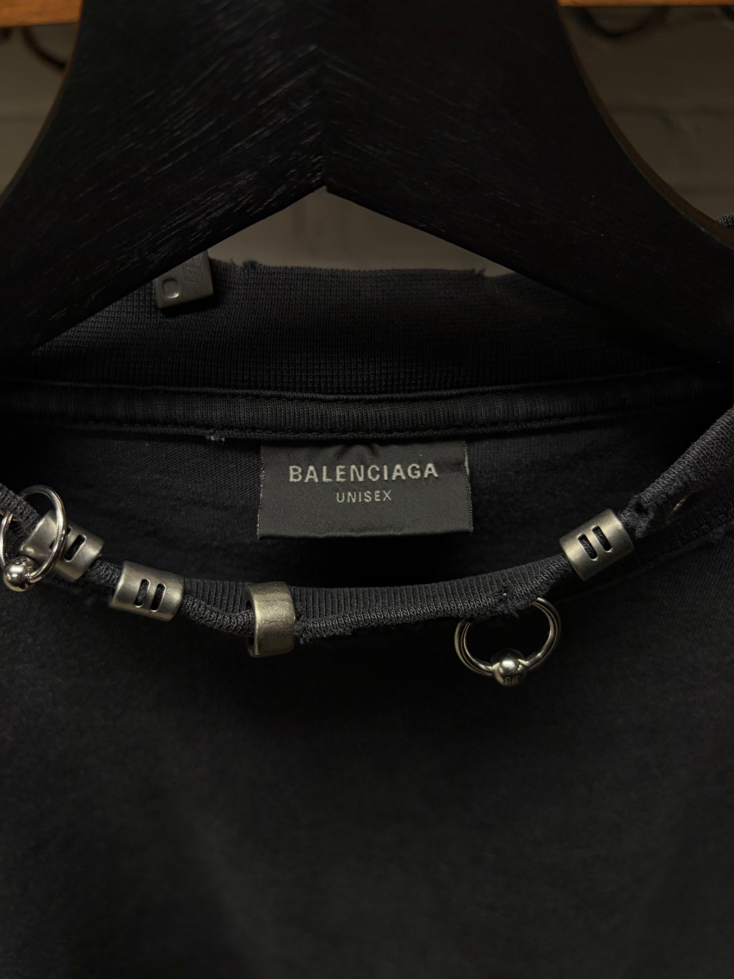 AW2024 Balenciaga ‘Piercing’ Black Oversized T-Shirt