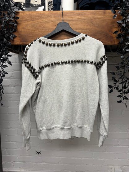 Isabel Marant Beaded Ball Stud Grey Cotton Sweatshirt