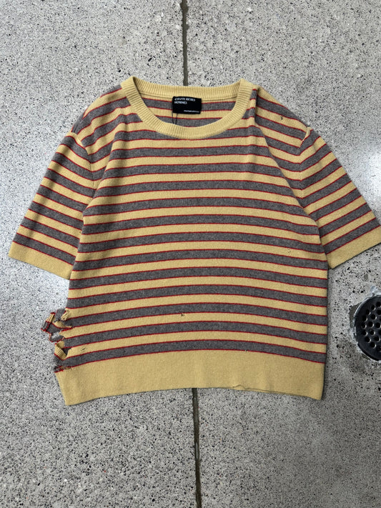AW2024 Enfants Riches Deprimes Distressed Cashmere Striped Short Sleeve Sweater