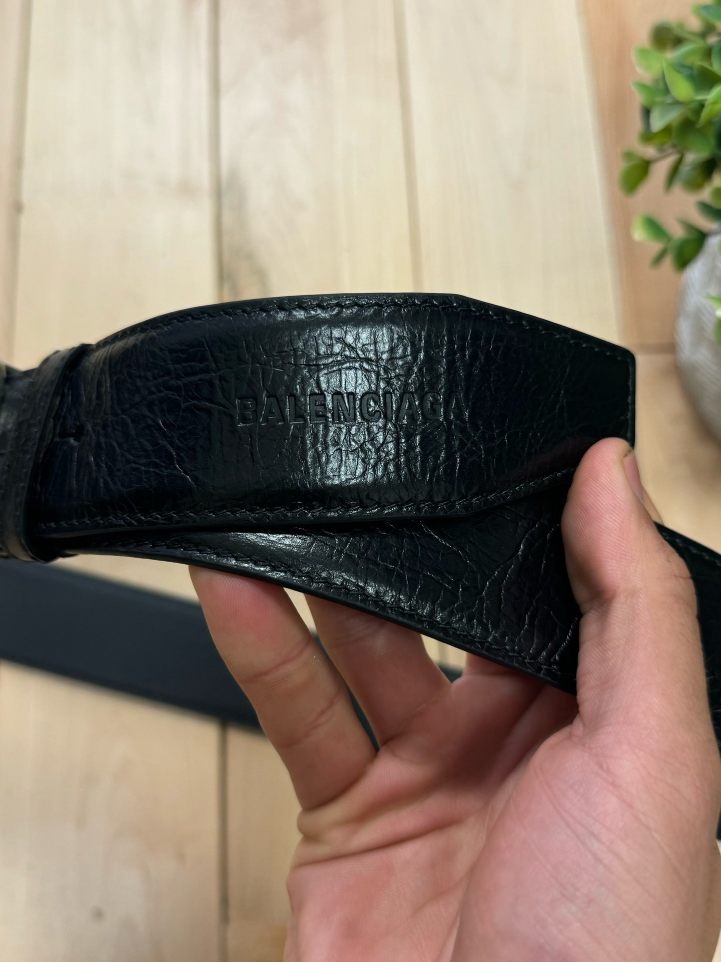 Balenciaga ‘Monaco’ Double B Black Leather Belt